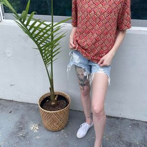 🌟 Vintage Worthington Red Tan Blouse - Classic Department Store Quality! 🌟